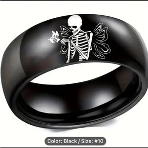 New! Men/Women Stainless Steel Ring W/Butterfly Skull Pattern, Hip Hop Ring (10)